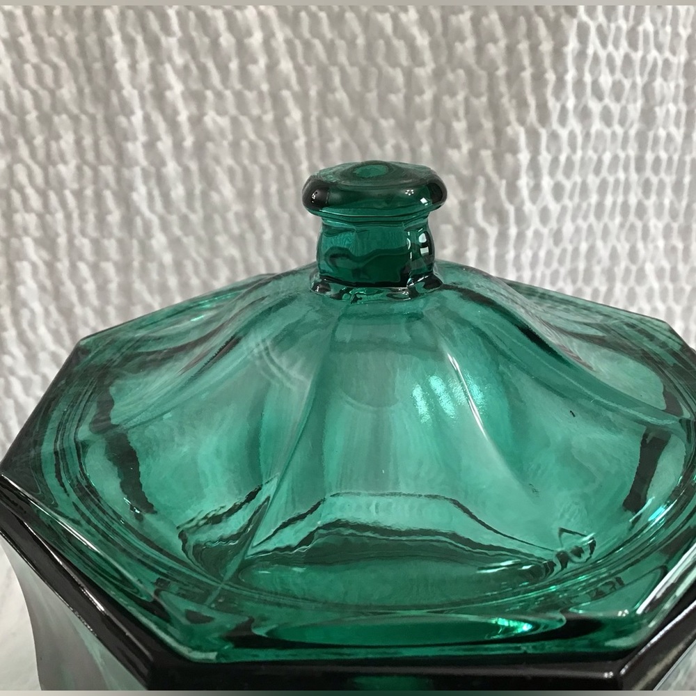 Vintage Indiana Confections Glass Candy Dish Dark Turquoise - Picture 6 of 10
